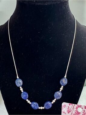 18” Liquid Sterling Silver and Lapis Lazuli Necklace